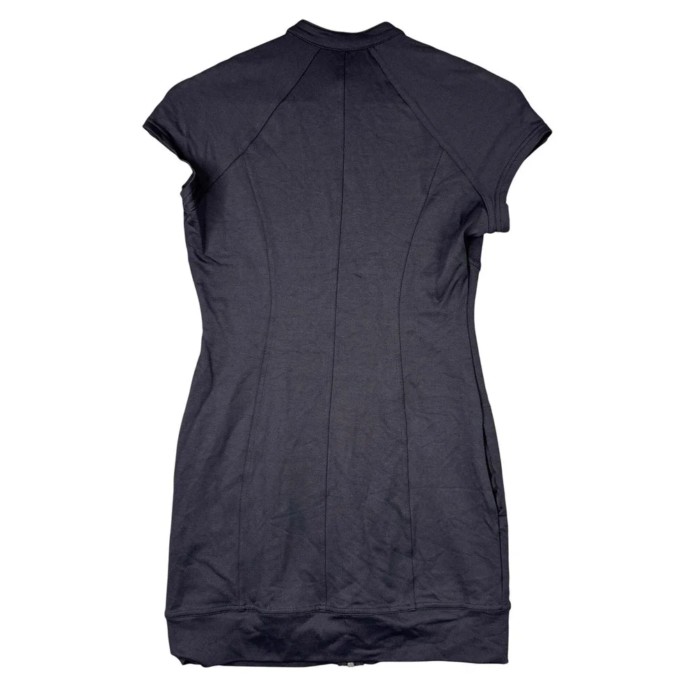 Bebe Sport Black Full Zip Mock Neck Bodycon Mini Dress Cap Sleeve 705G9101-B634